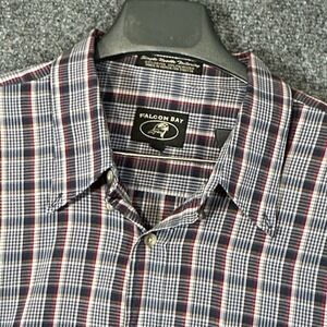 Falcon Bay Mens Plaid Button Down Shirt 2X Short Sleeve Single Needle Tailoring